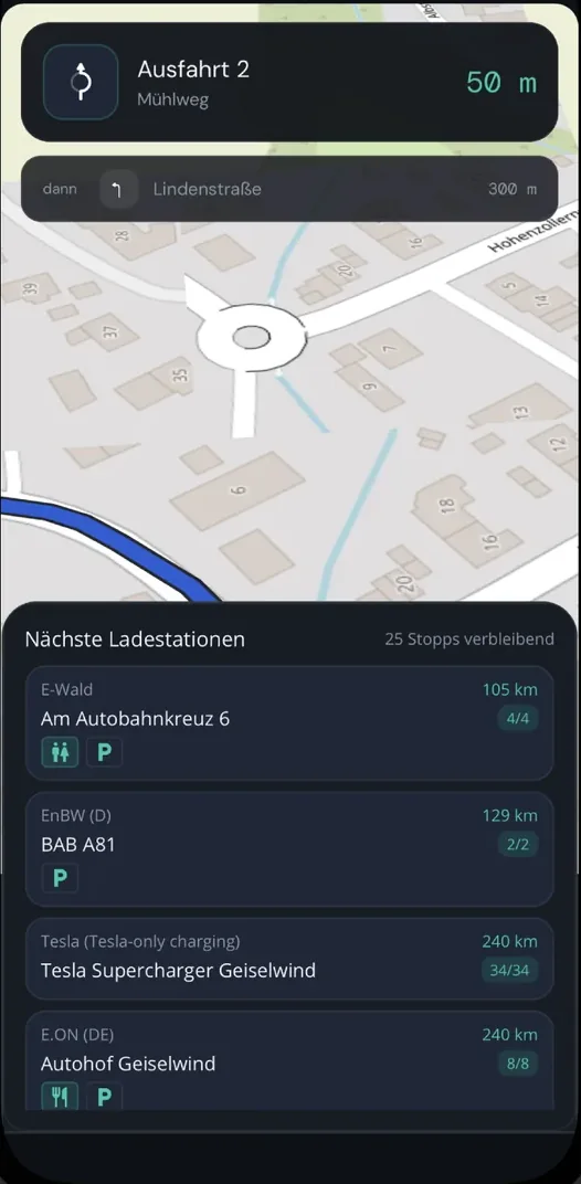 Detailansicht eines Ladestopps