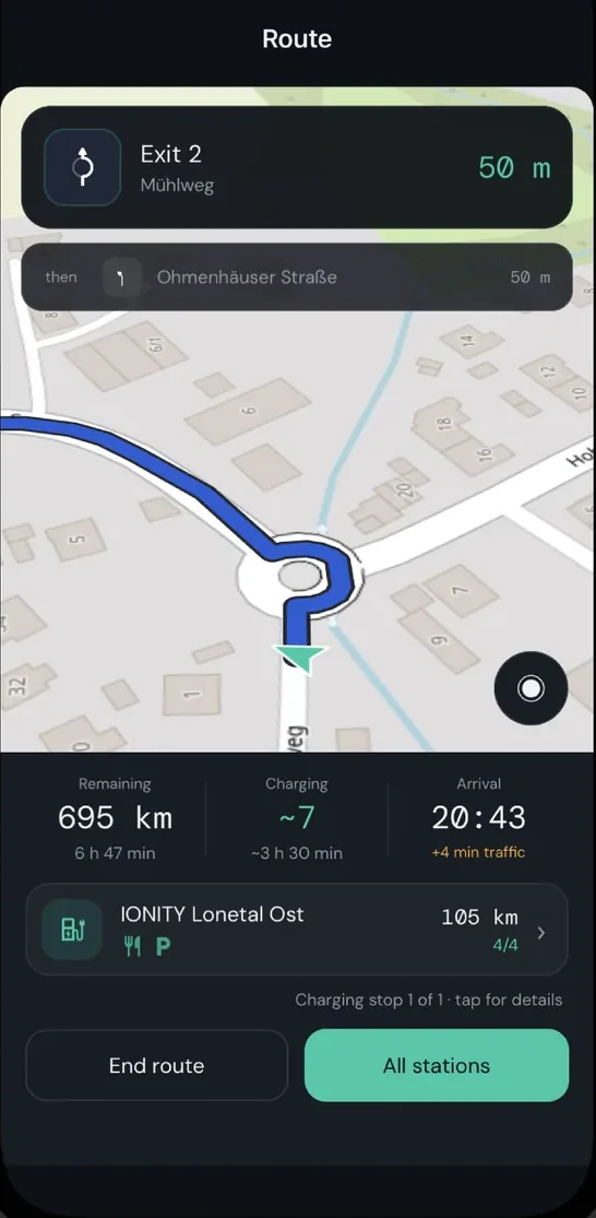 SparkRoute navigation view