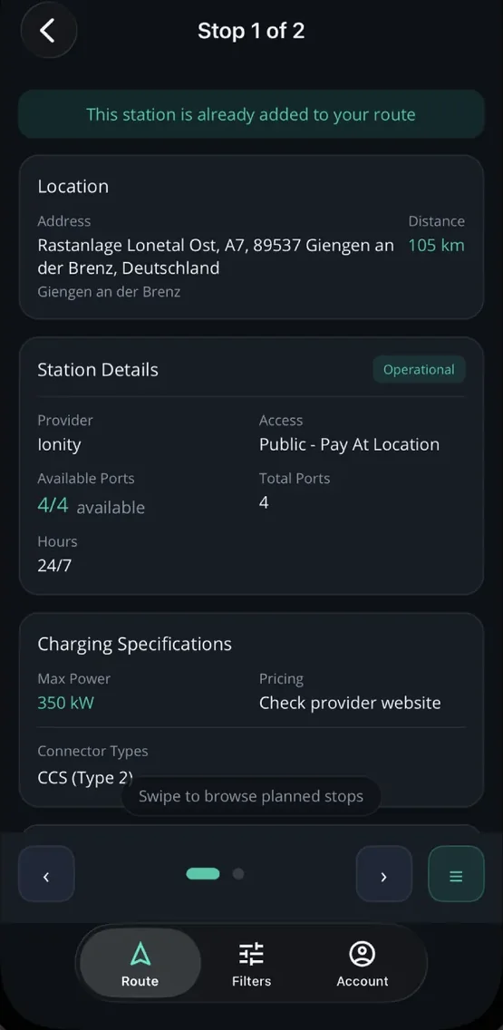 Planned stops overview